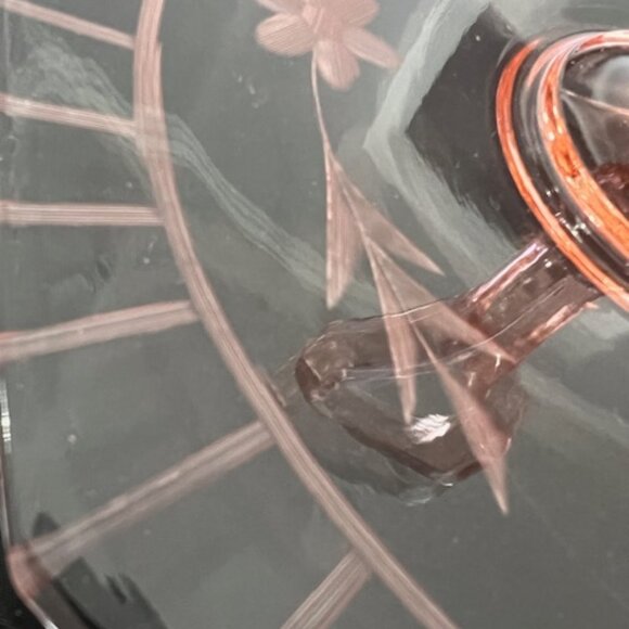 Cambridge Pink Depression Glass Center Handle Serving Tray 11" Octagonal 1930s - Picture 13 of 13